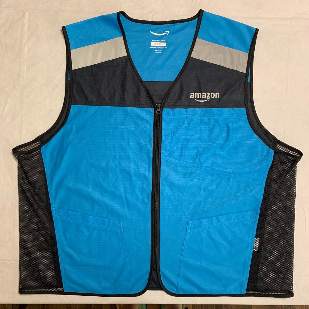 Amazon Blue Reflective Vest Delivery Employee Uniform Mens 4XL / 5XL AFV01U